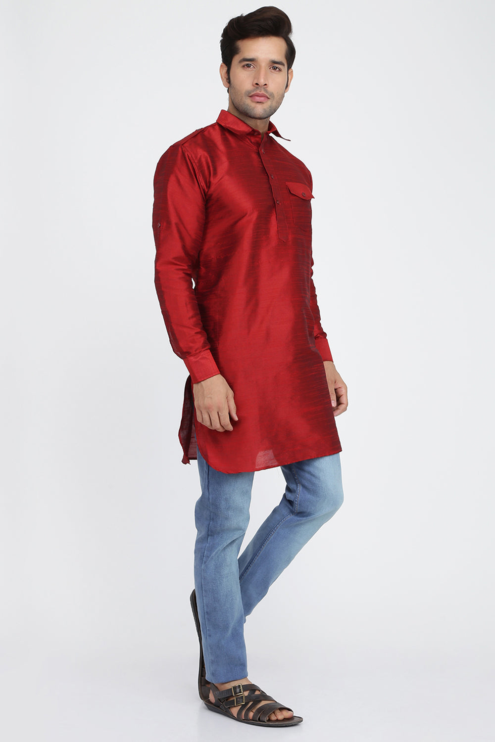 Mens Silk Blend Pathani Kurta