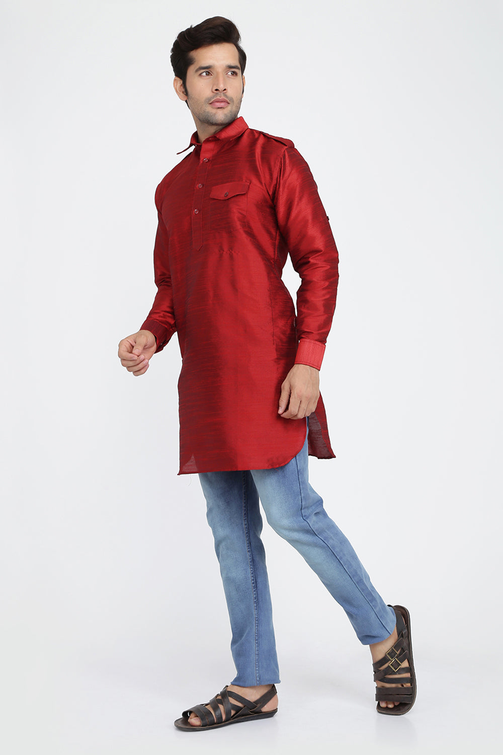 Mens Silk Blend Pathani Kurta