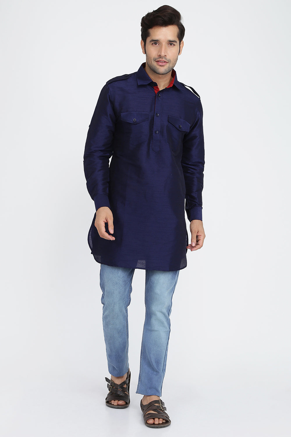 Mens Silk Blend Pathani Kurta