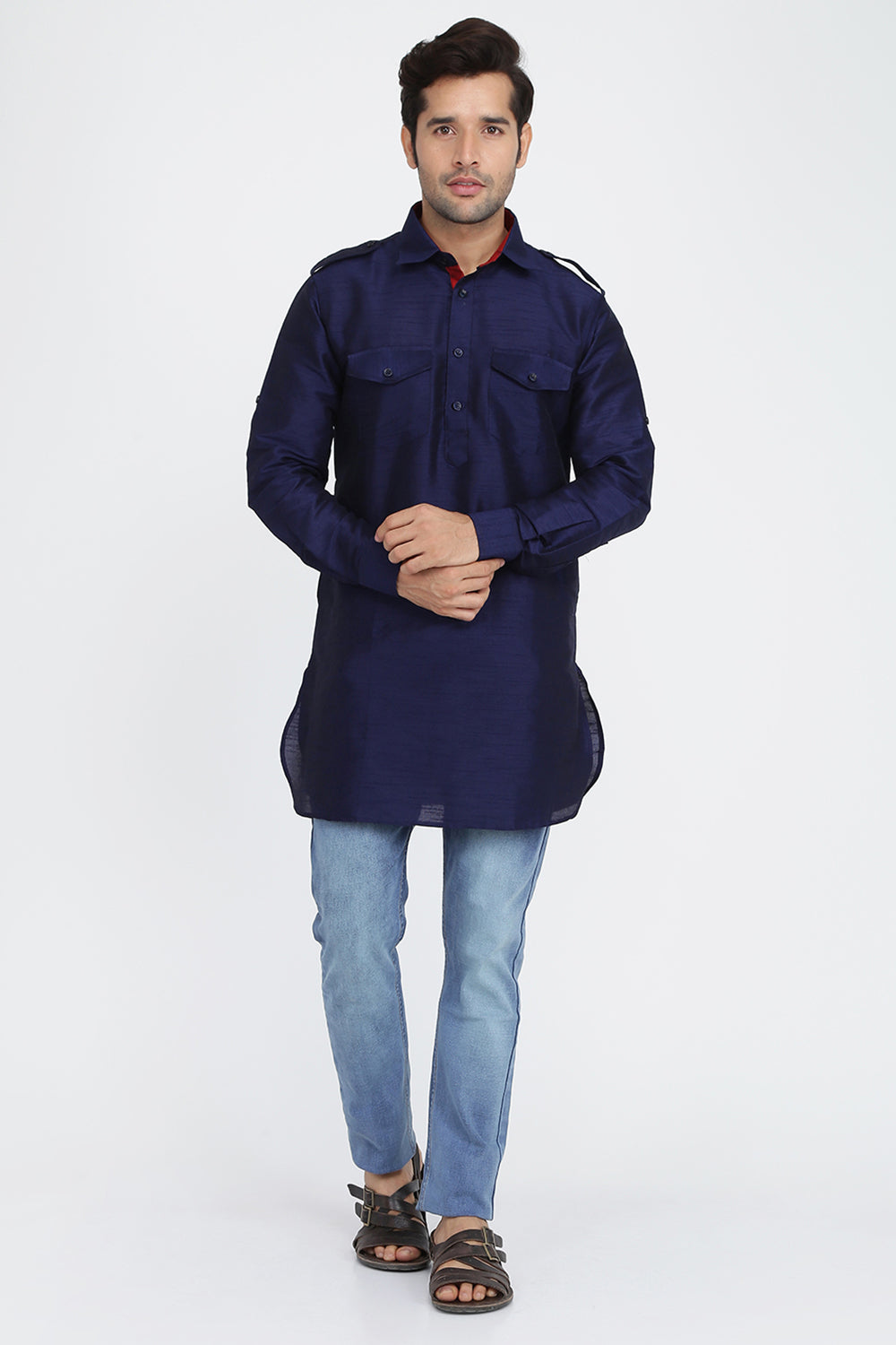 Mens Silk Blend Pathani Kurta