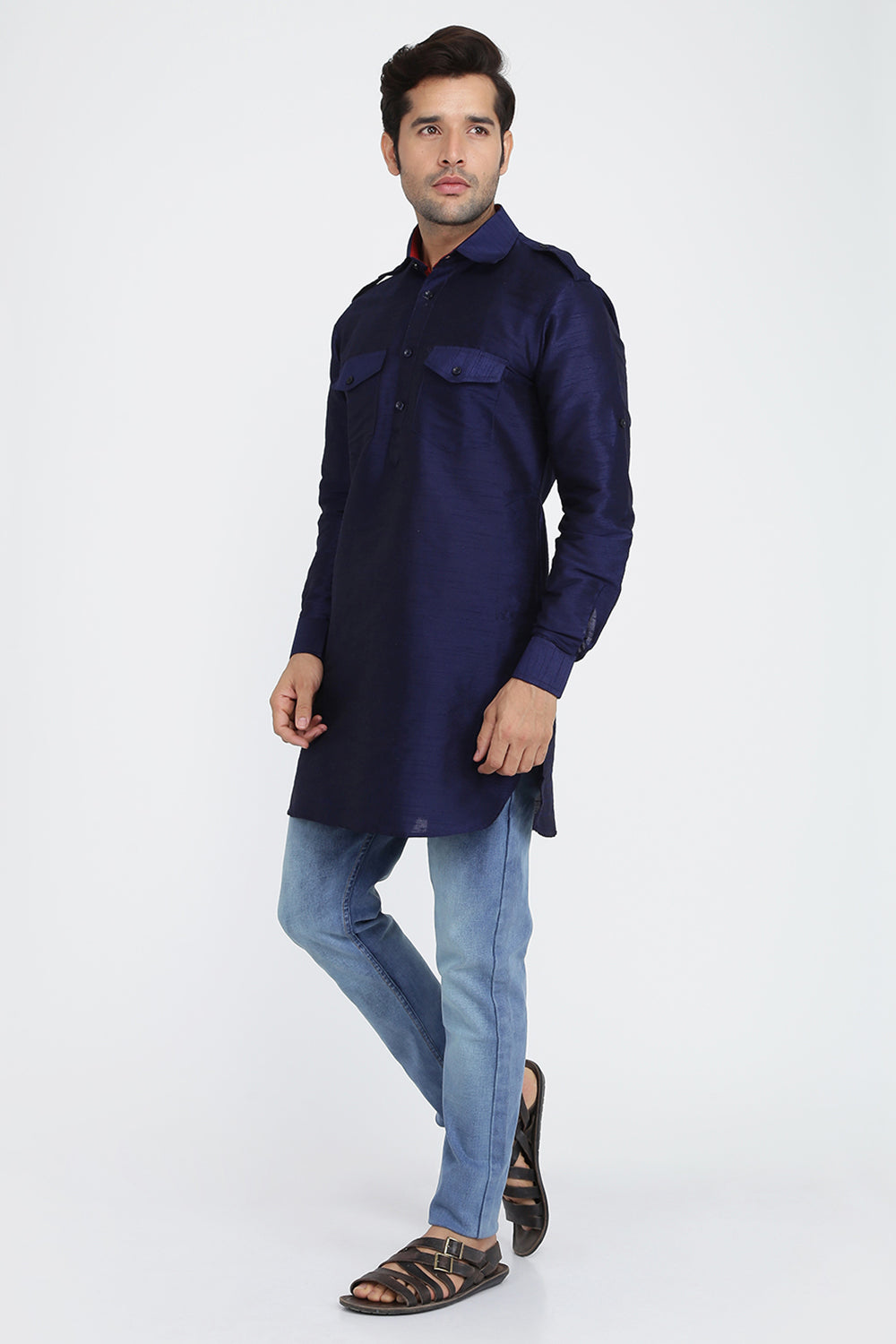 Mens Silk Blend Pathani Kurta