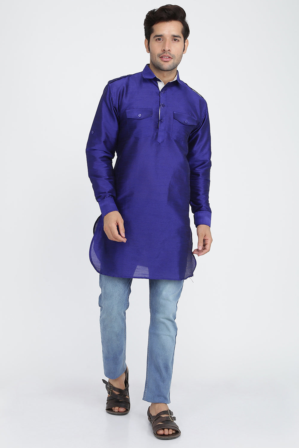 Mens Silk Blend Pathani Kurta