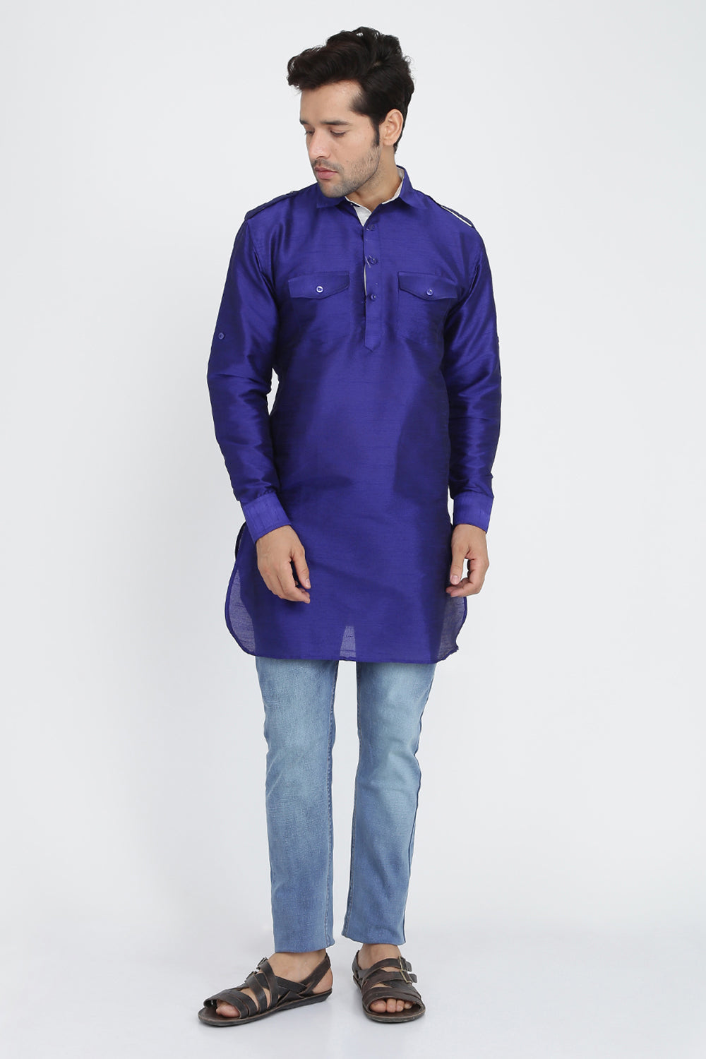 Mens Silk Blend Pathani Kurta