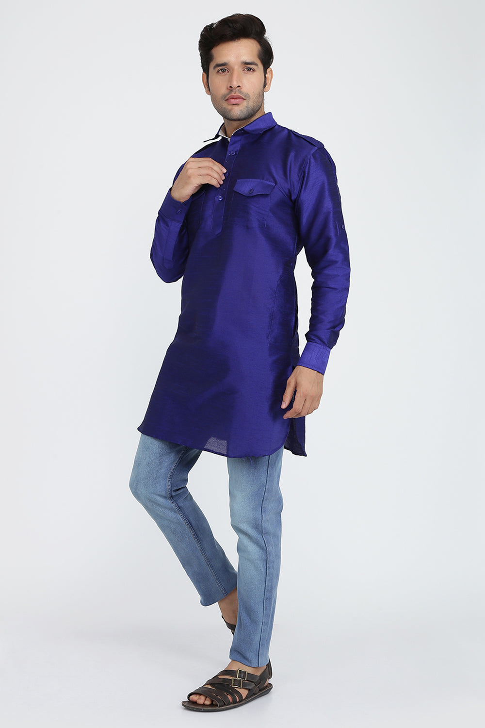 Mens Silk Blend Pathani Kurta