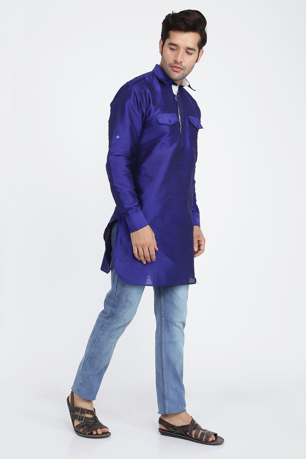 Mens Silk Blend Pathani Kurta