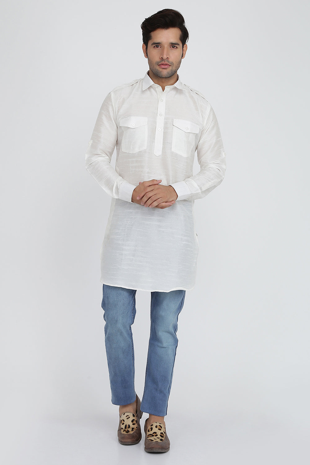 Mens Silk Blend Pathani Kurta