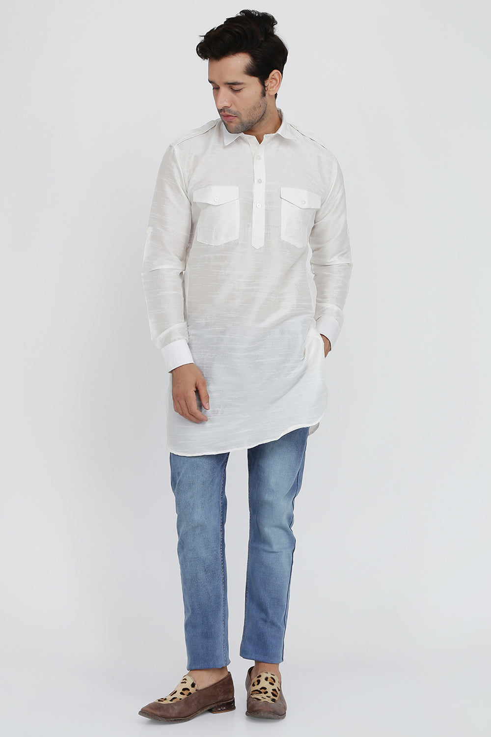 Mens Silk Blend Pathani Kurta