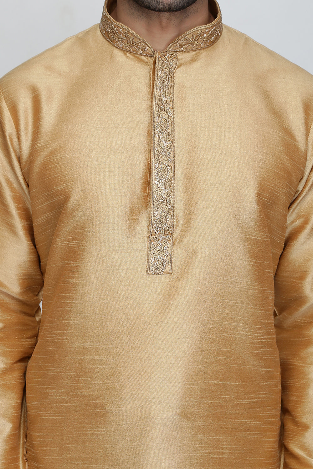 Mens Raw Silk Embroidered Kurta Pyjama Set