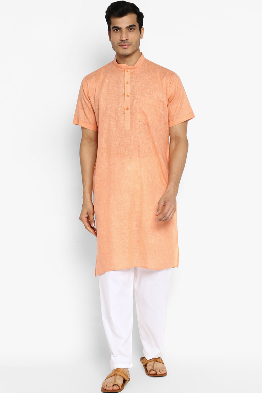 Mens Cotton Slub Kurta Pyjama Set