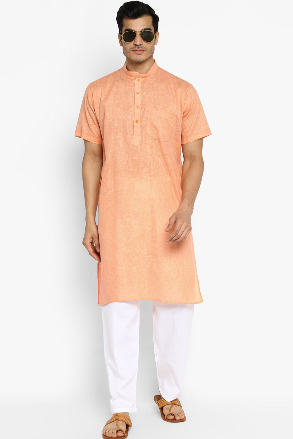 Mens Cotton Slub Kurta Pyjama Set