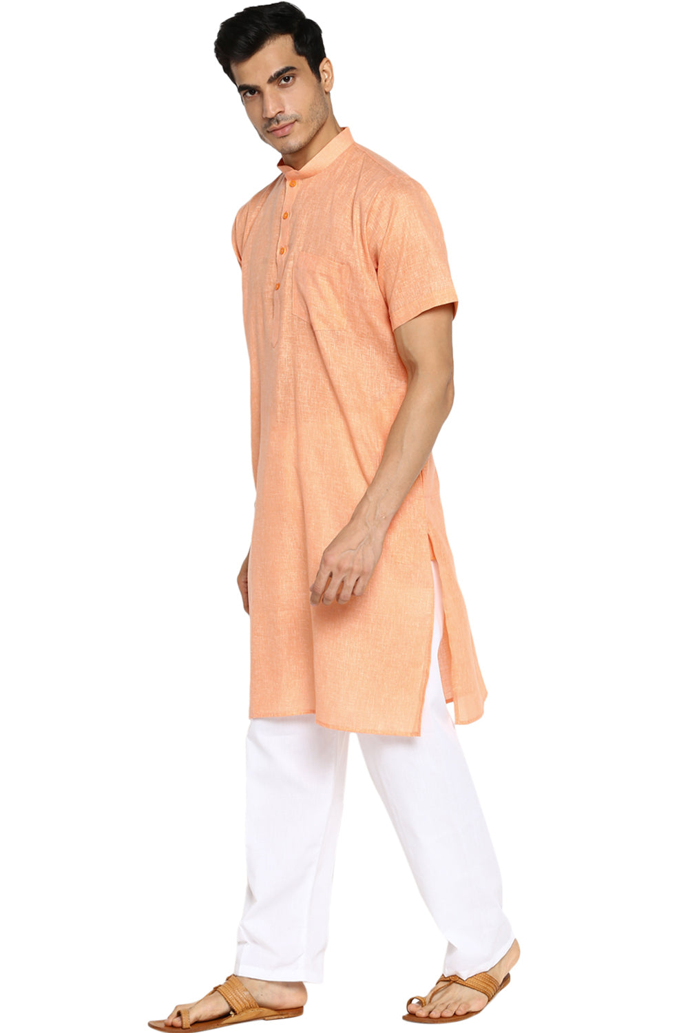 Mens Cotton Slub Kurta Pyjama Set