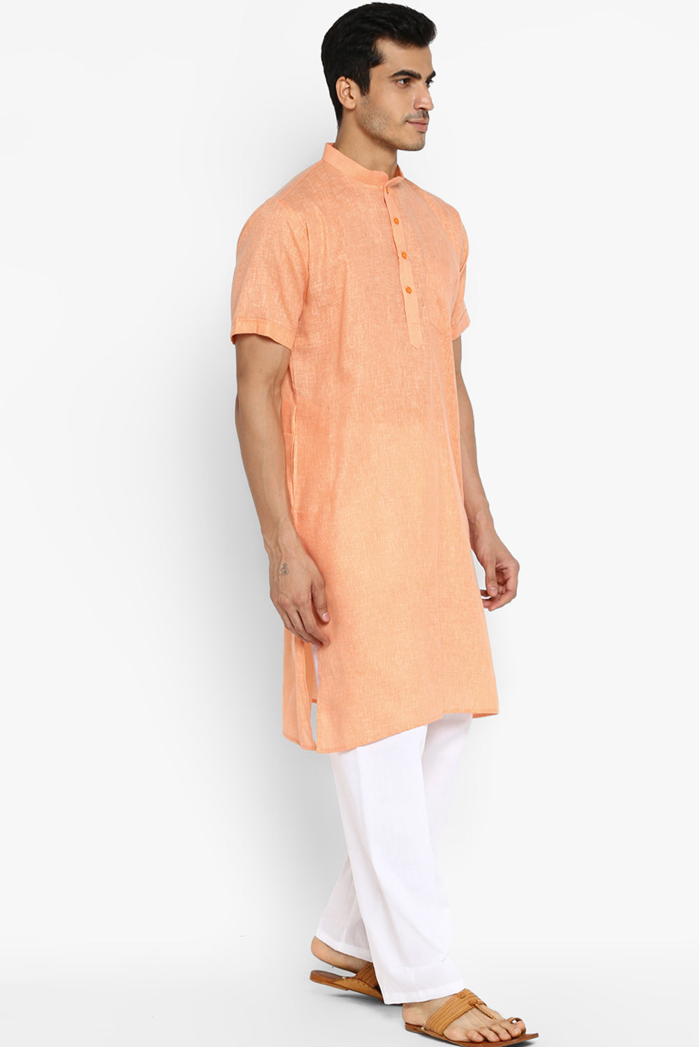 Mens Cotton Slub Kurta Pyjama Set