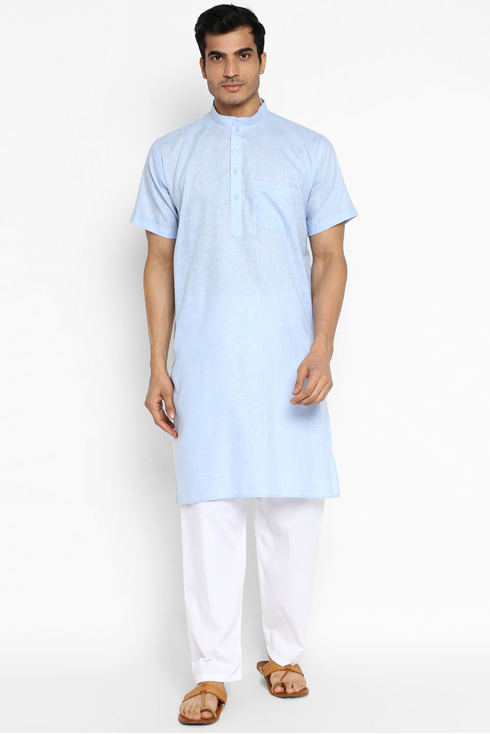 Mens Cotton Slub Kurta Pyjama Set