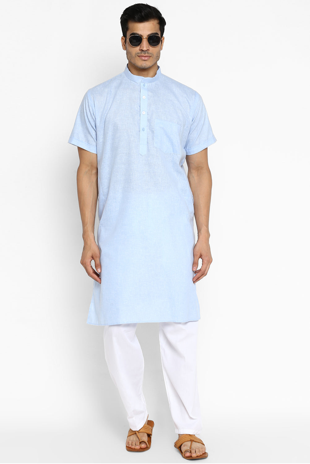 Mens Cotton Slub Kurta Pyjama Set