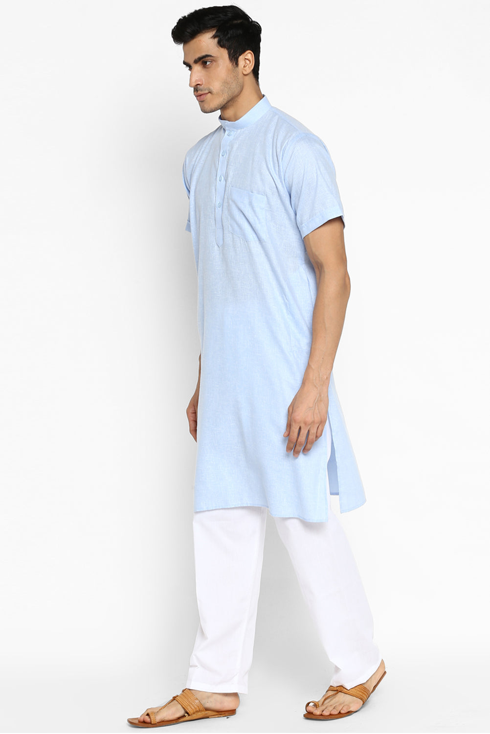 Mens Cotton Slub Kurta Pyjama Set