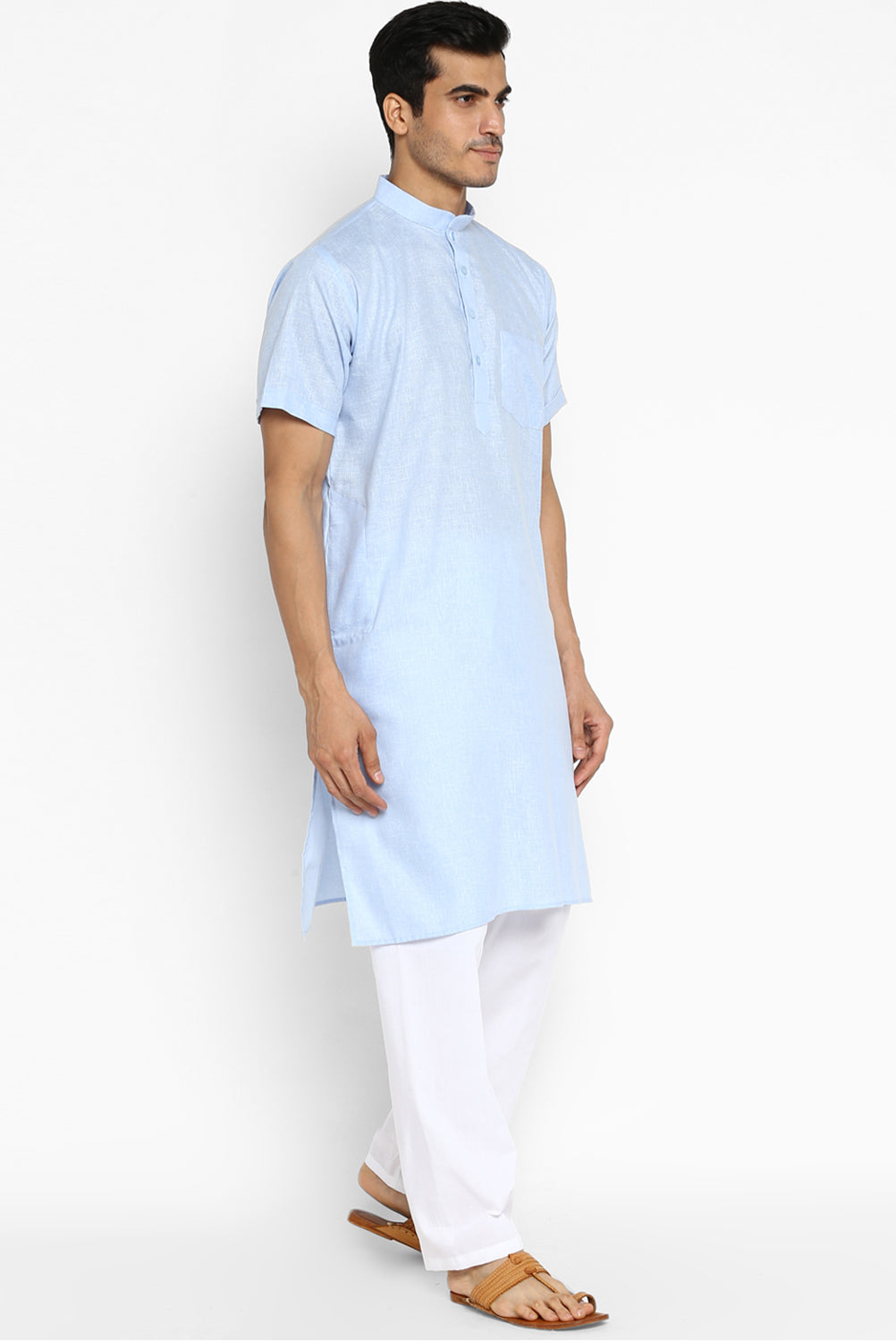 Mens Cotton Slub Kurta Pyjama Set