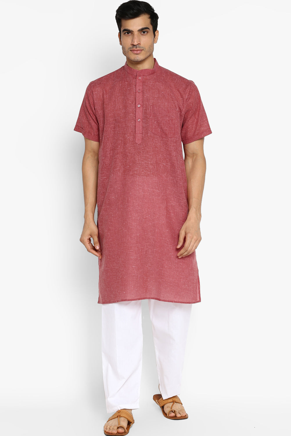 Mens Cotton Slub Kurta Pyjama Set