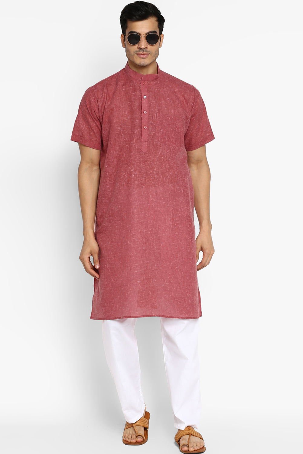 Mens Cotton Slub Kurta Pyjama Set