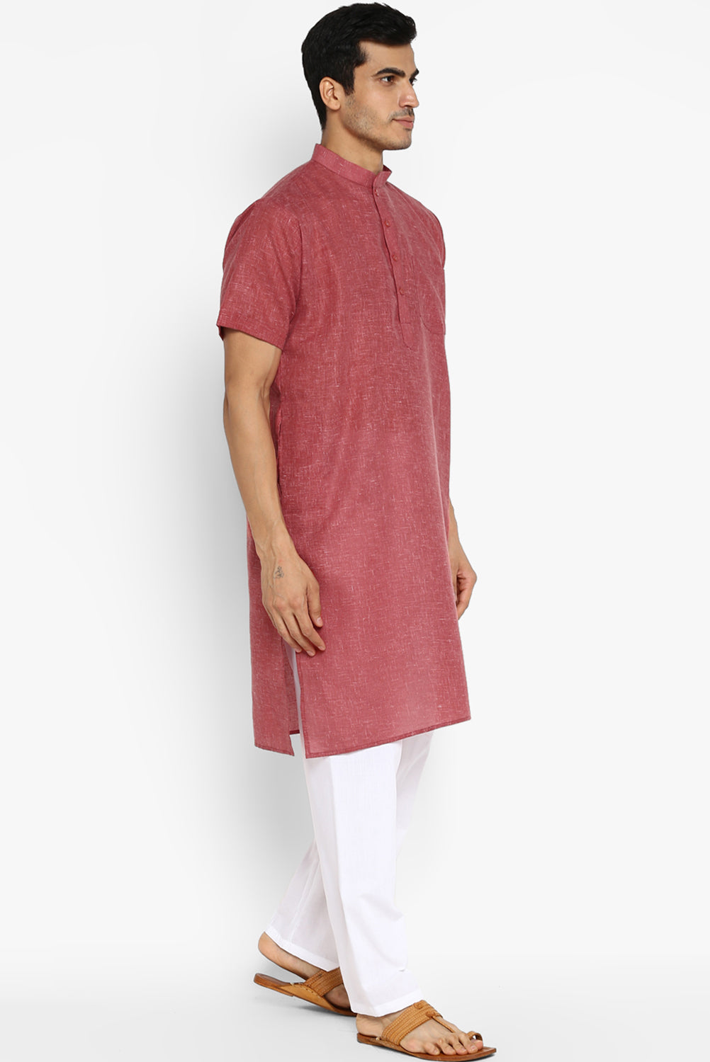 Mens Cotton Slub Kurta Pyjama Set