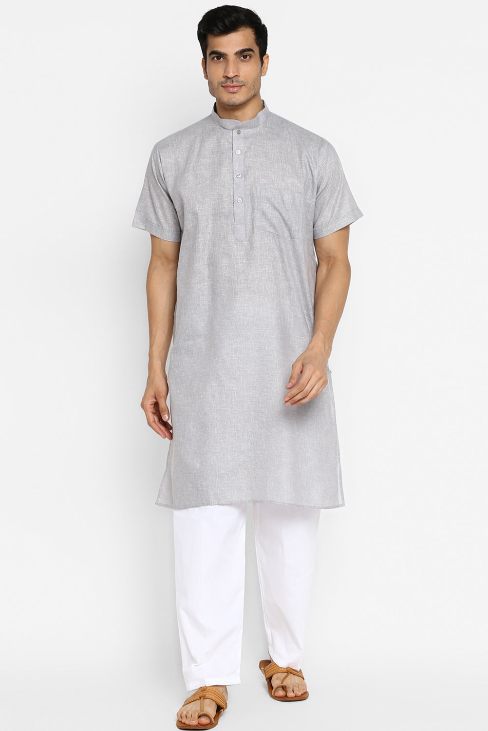 Mens Cotton Slub Kurta Pyjama Set