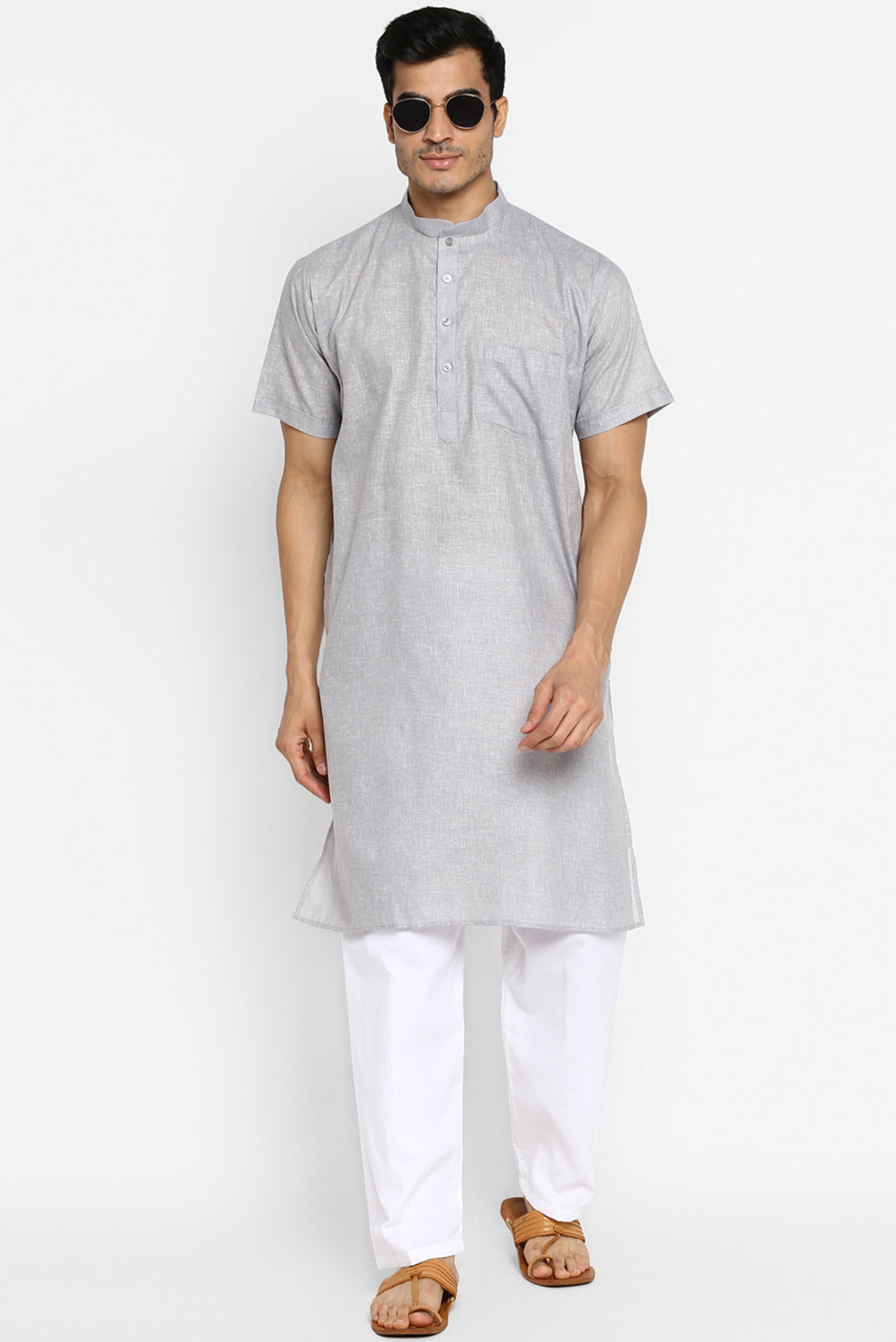 Mens Cotton Slub Kurta Pyjama Set