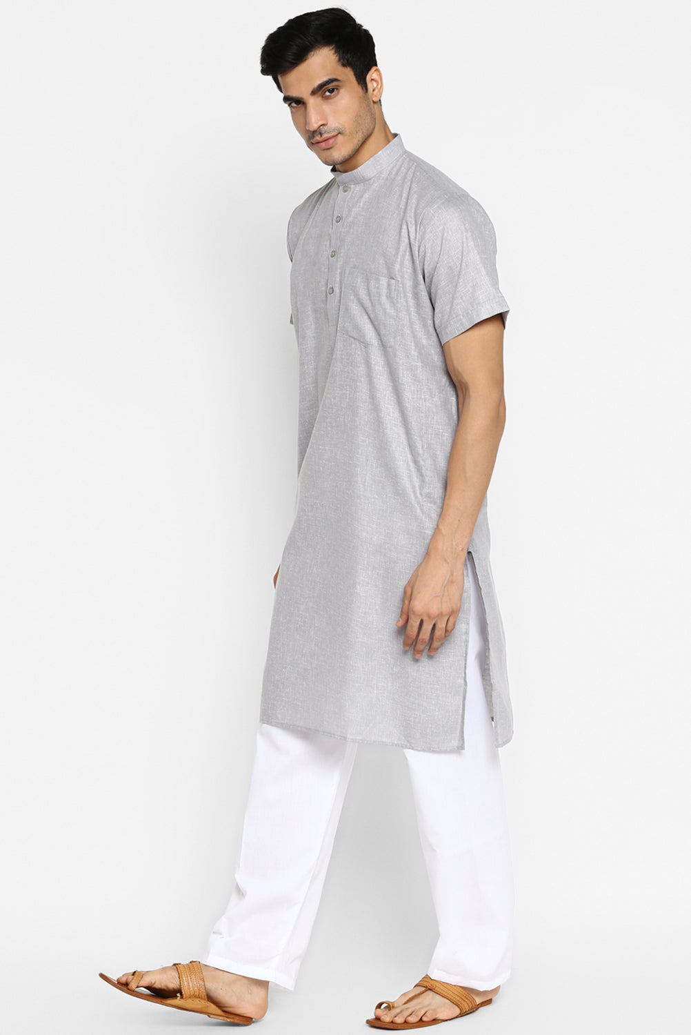 Mens Cotton Slub Kurta Pyjama Set