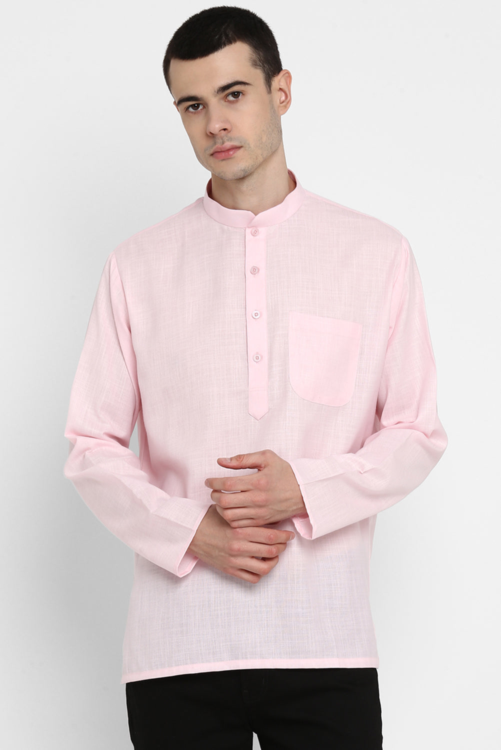 Mens Mandarin Collar Short Kurta