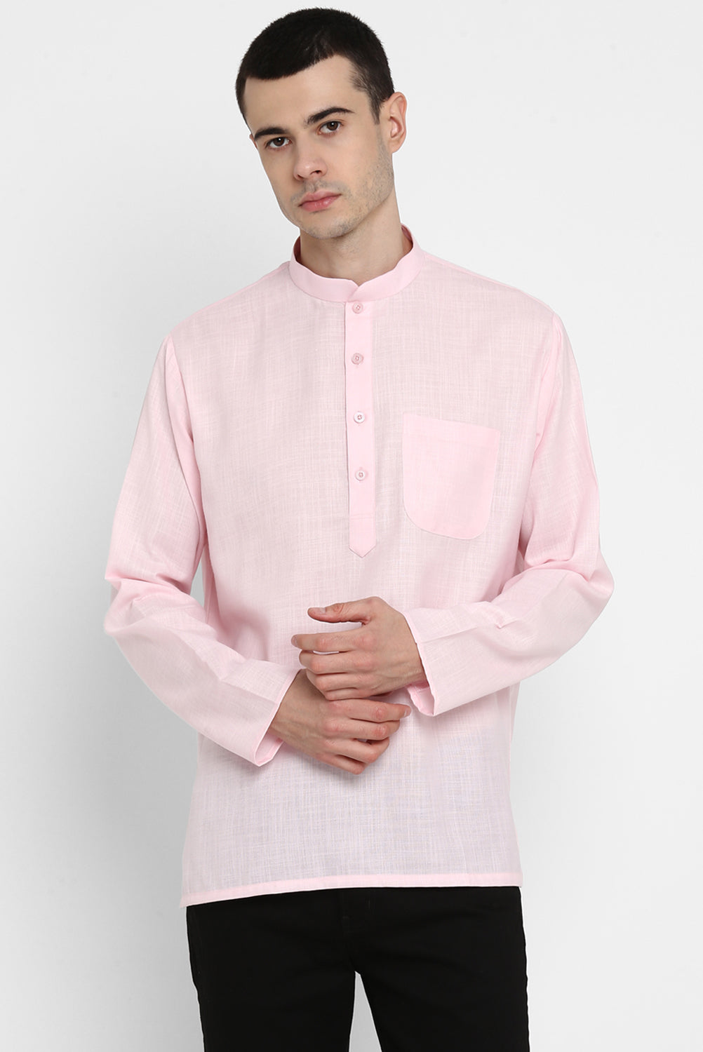 Mens Mandarin Collar Short Kurta