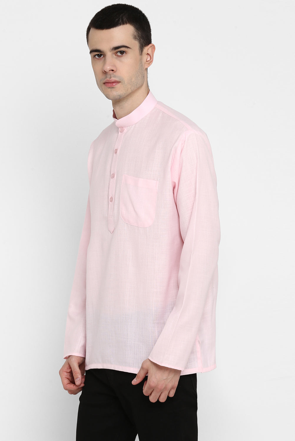 Mens Mandarin Collar Short Kurta