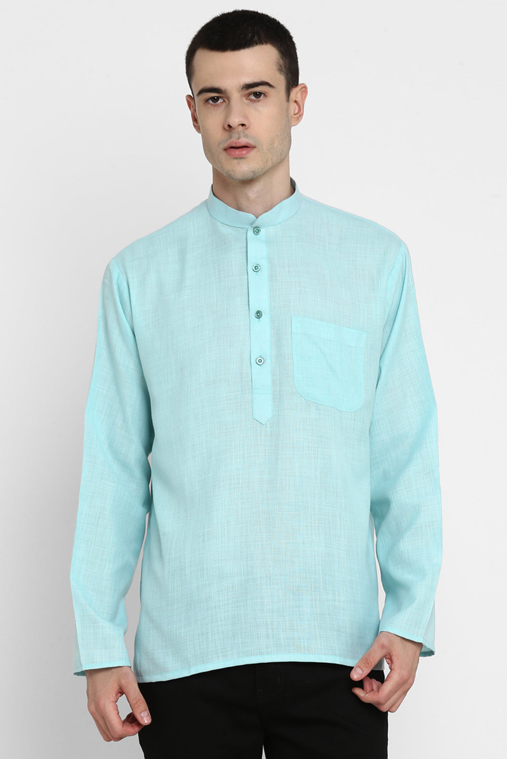 Mens Mandarin Collar Short Kurta