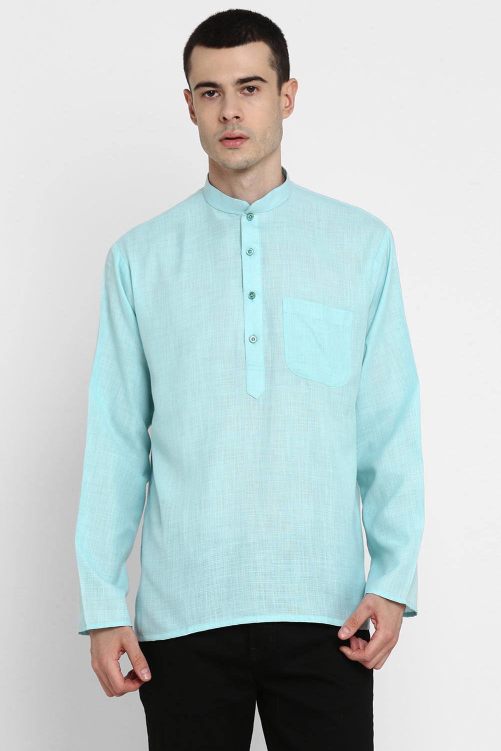 Mens Mandarin Collar Short Kurta