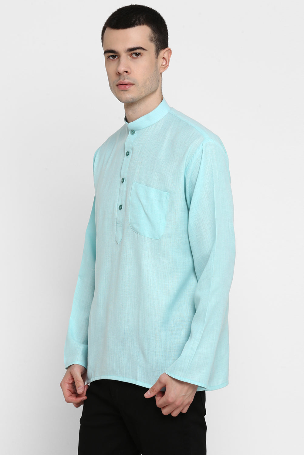 Mens Mandarin Collar Short Kurta