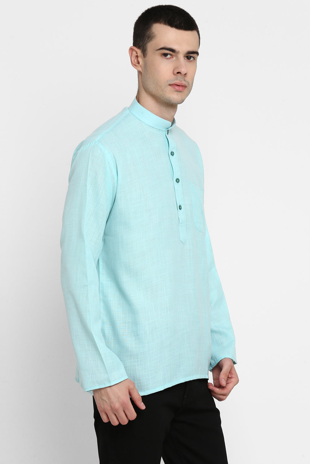 Mens Mandarin Collar Short Kurta