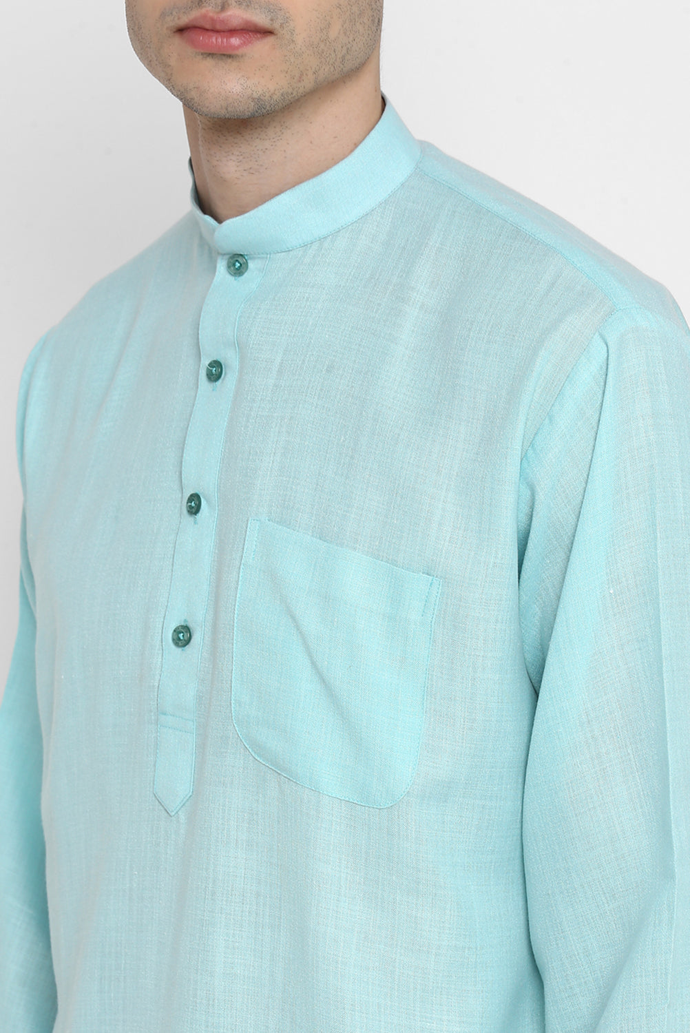 Mens Mandarin Collar Short Kurta