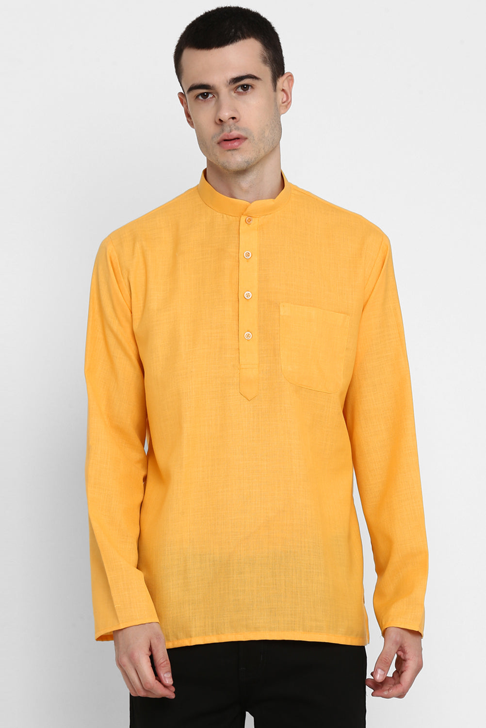 Mens Mandarin Collar Short Kurta