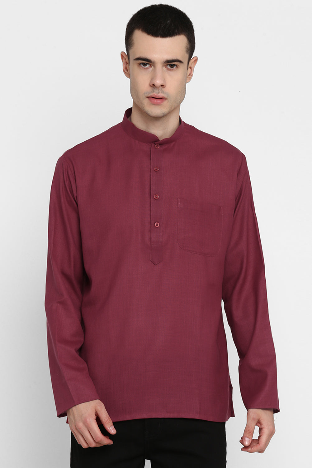 Mens Mandarin Collar Short Kurta