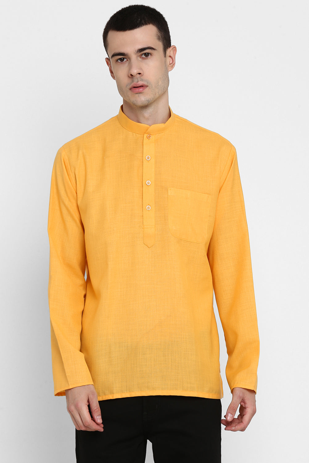 Mens Mandarin Collar Short Kurta