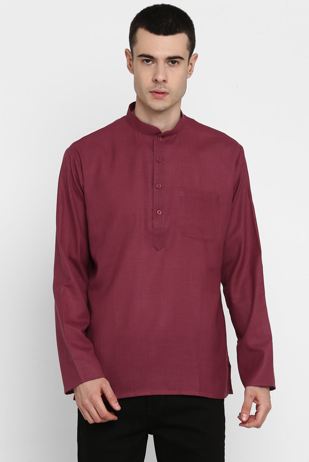 Mens Mandarin Collar Short Kurta