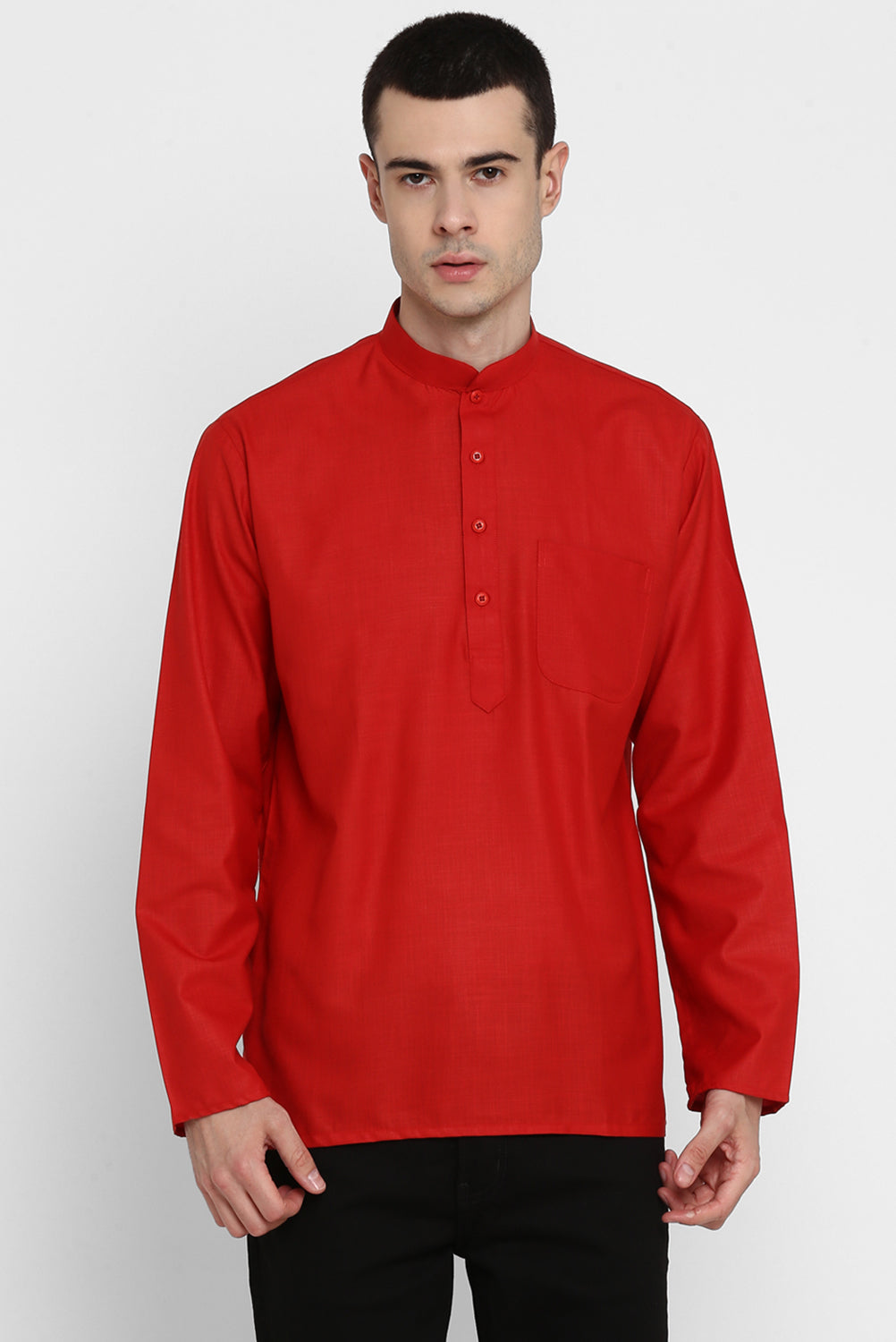 Mens Mandarin Collar Short Kurta