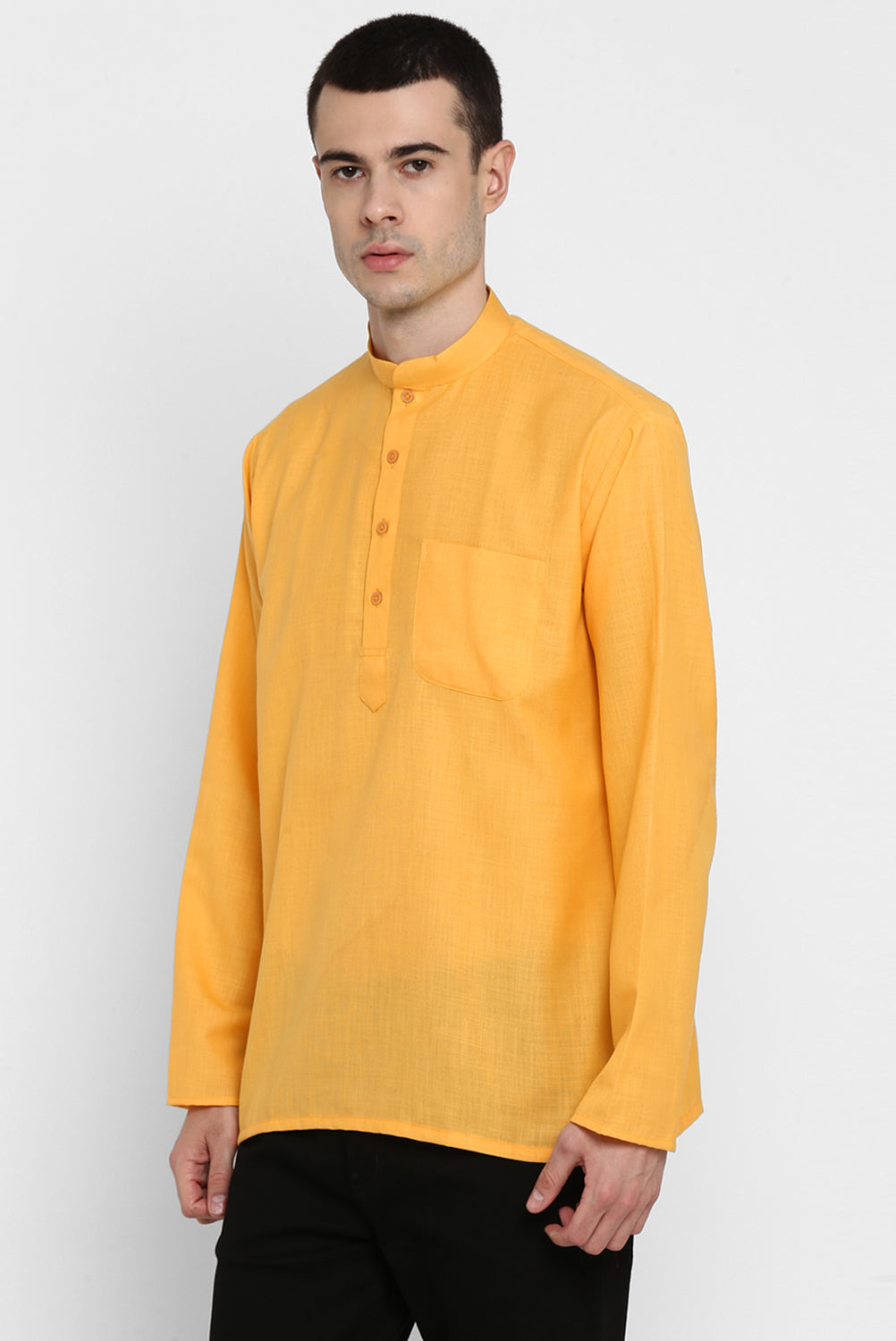 Mens Mandarin Collar Short Kurta