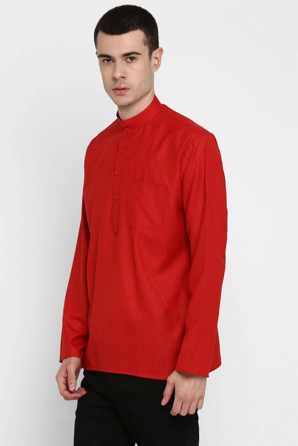 Mens Mandarin Collar Short Kurta