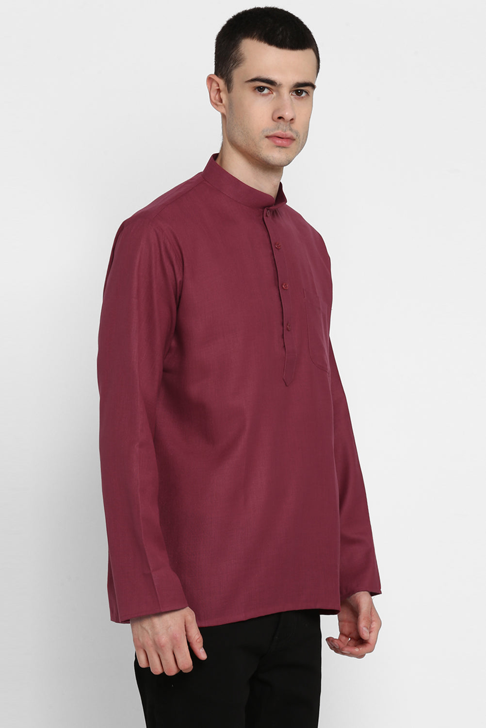 Mens Mandarin Collar Short Kurta