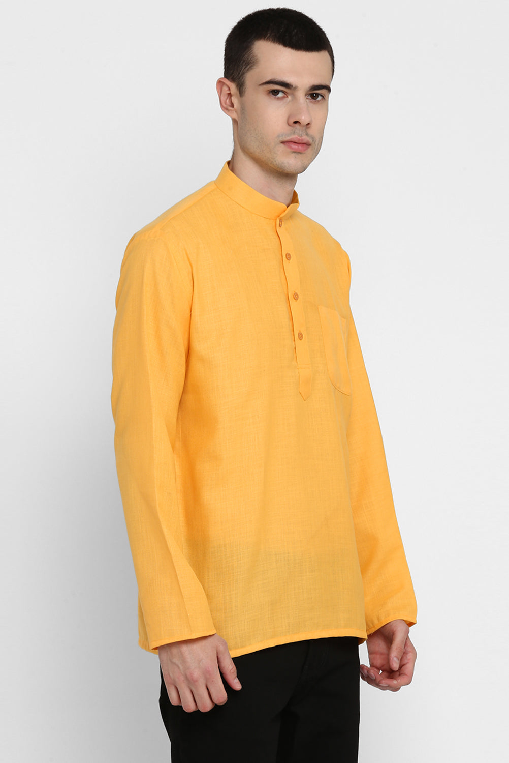 Mens Mandarin Collar Short Kurta