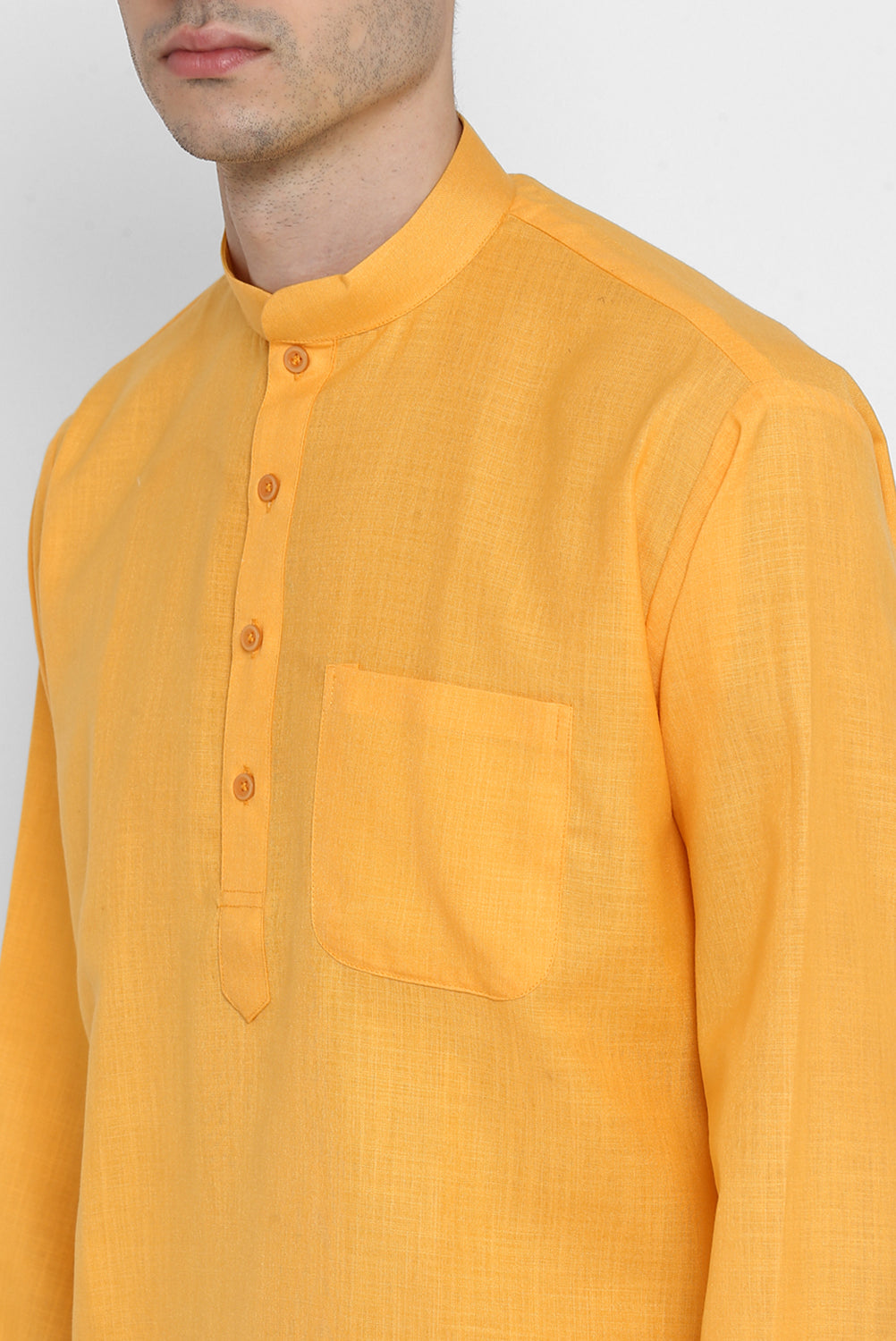 Mens Mandarin Collar Short Kurta