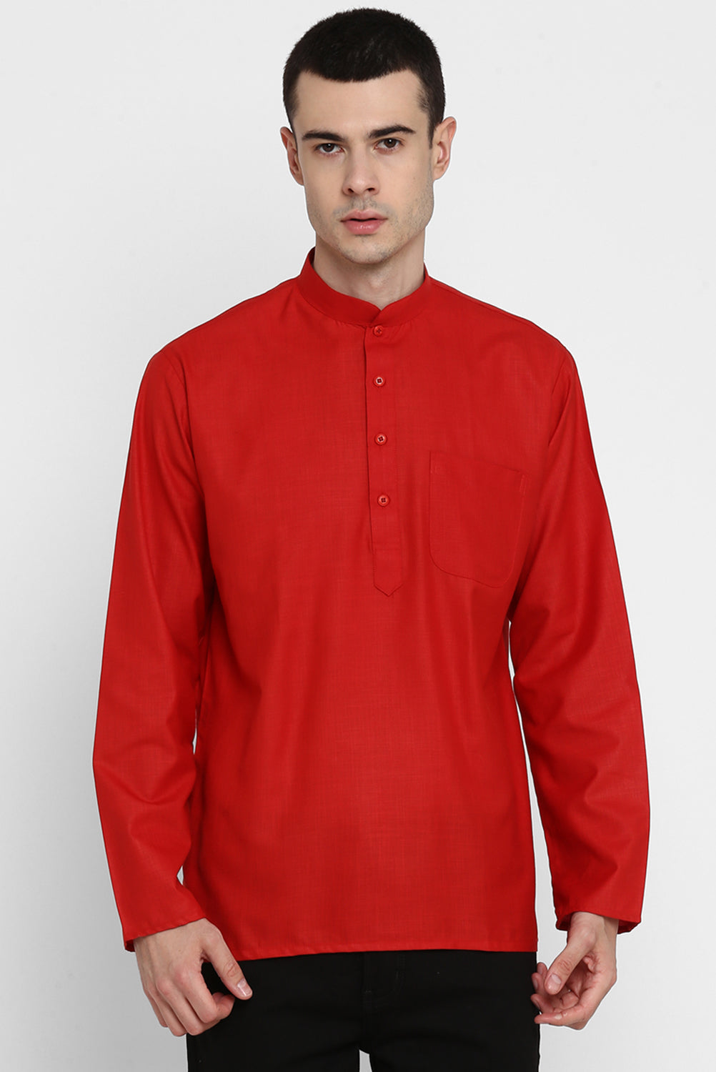 Mens Mandarin Collar Short Kurta