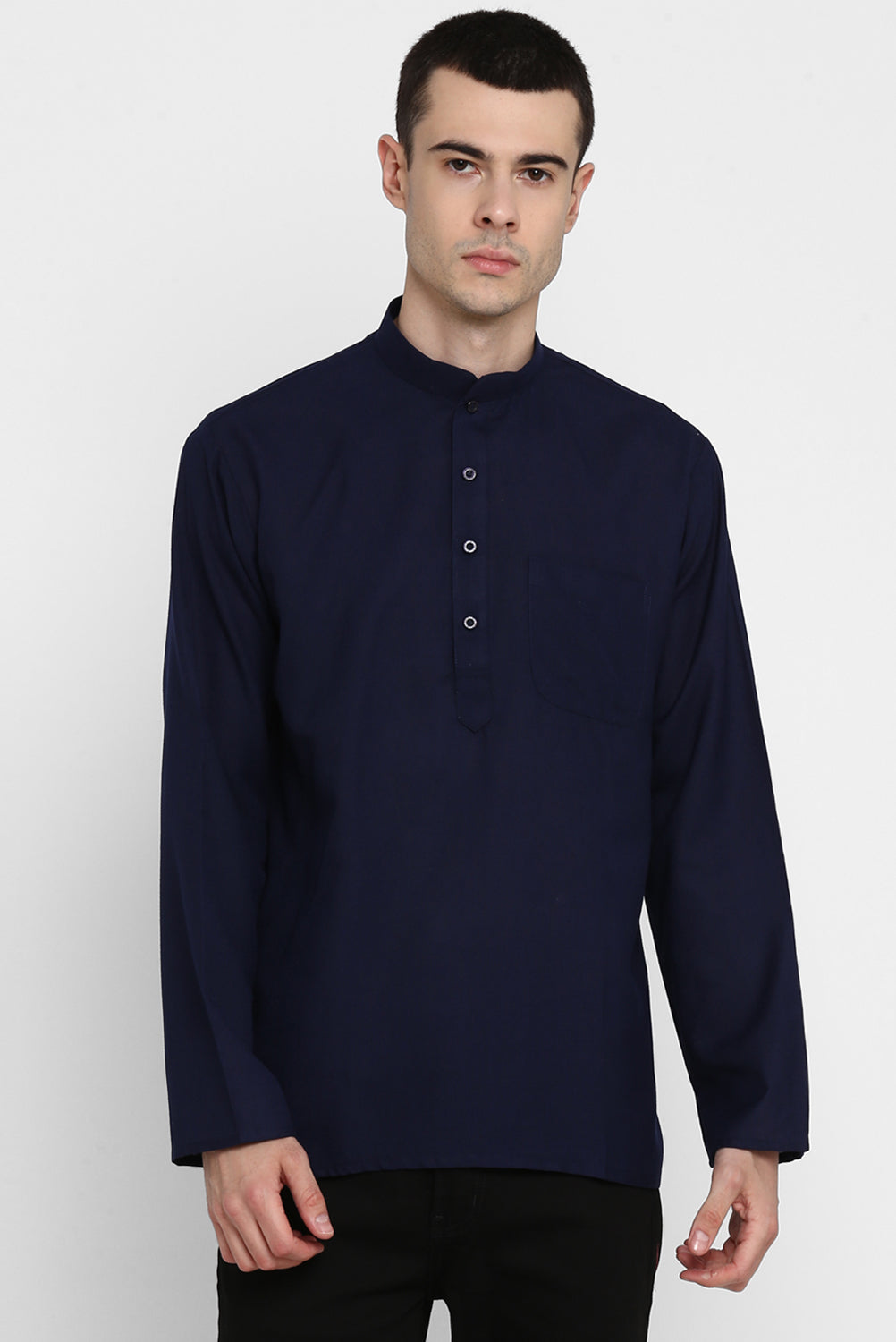 Mens Mandarin Collar Short Kurta