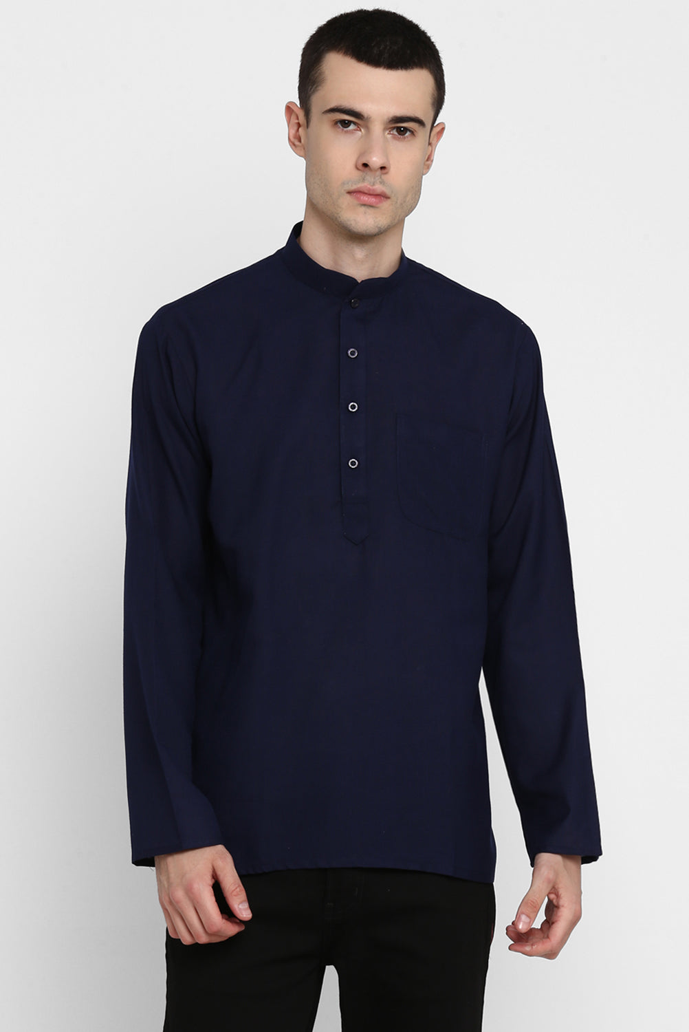 Mens Mandarin Collar Short Kurta