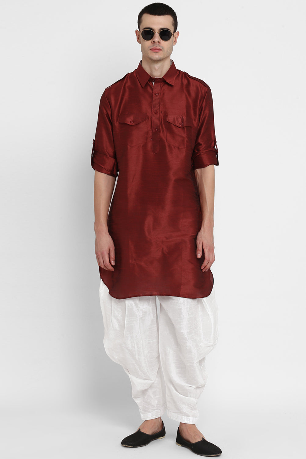 Mens Silk Pathani Suit Set