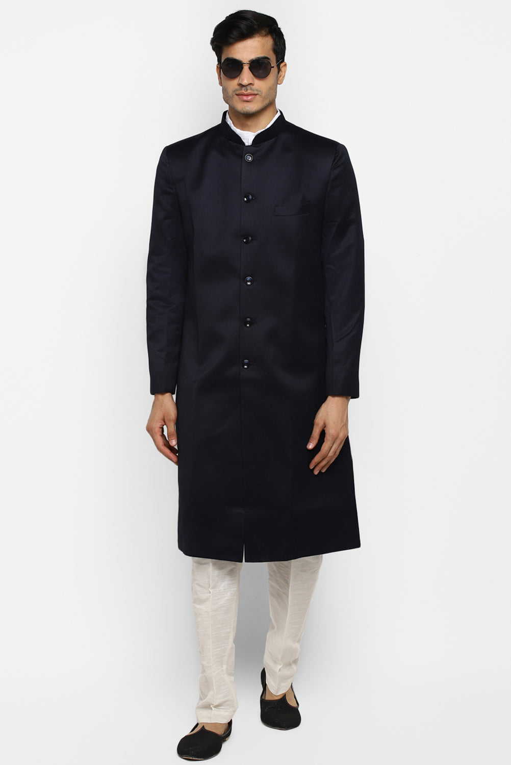 Mens Solid Indowestern Sherwani With Pajamas