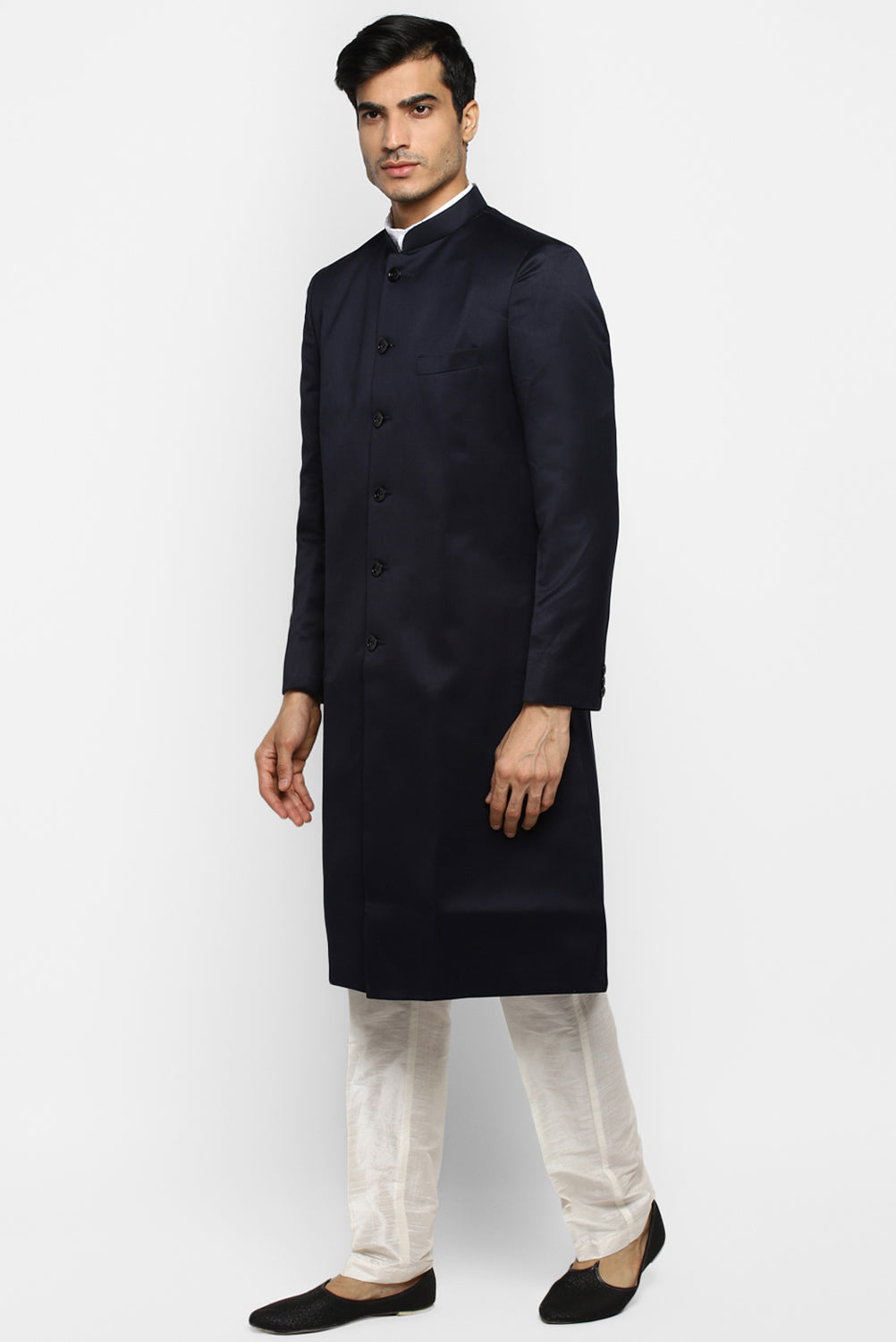 Mens Solid Indowestern Sherwani With Pajamas